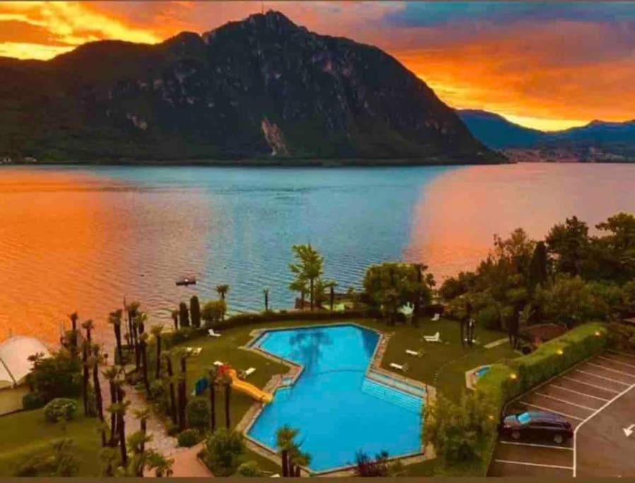Appartamento Con Piscina E Sauna Bissone Ngoại thất bức ảnh